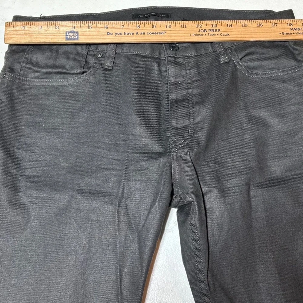 John Varvatos USA Mens Coated Charcoal Gray Straight Leg Jeans 36 36x34